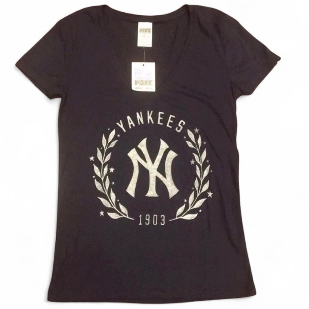 PINK Yankees limited edition navy blue tee, size small